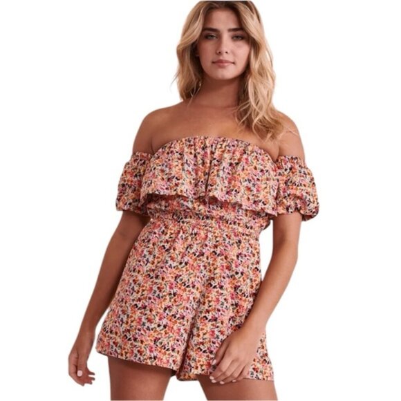 Roxy Women’s Another Day Floral Off-the-shoulder Romper Size Small - Picture 1 of 11